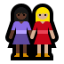 👩🏿‍🤝‍👩🏼 women holding hands: dark skin tone, medium-light skin tone display on Windows